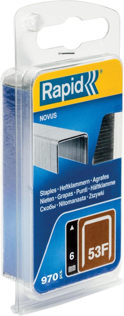 5000555 zımba teli, tip 53F, 6 mm kelepçe, 970 adet, Novus el ve elektrikli zımba için yassı tel kıskaçlar