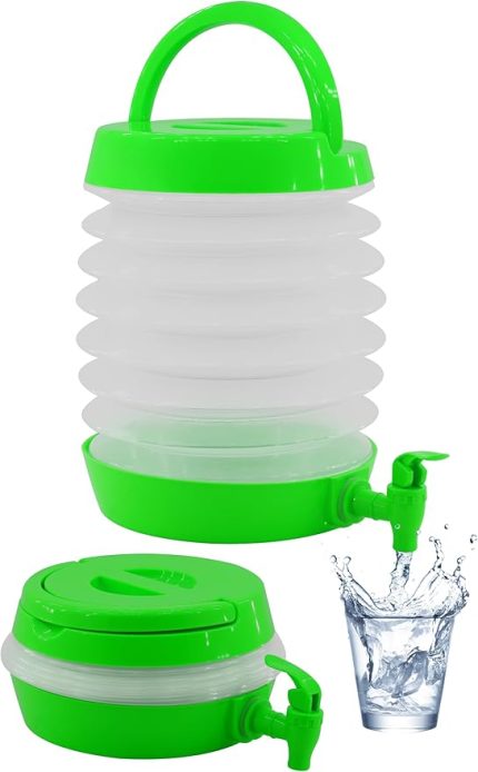 Musluklu Katlanır Su Bidonu – Taşınabilir Katlanabilir Su Sebili, Kamp Piknik Outdoor Su Sürahisi, Akordiyon Tasarım Su Kovası, Damacana İçecek Şişesi (Yeşil)