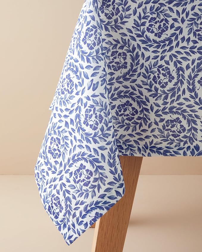 Floral Polyester Masa Örtüsü Mavi - Görsel 2