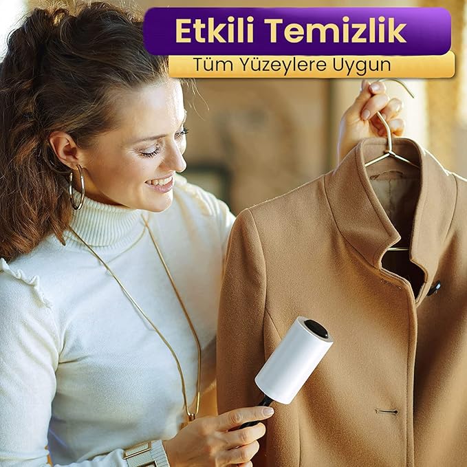 3 Adet Tüy Toplayıcı Yapışkanlı Rulo Kağıt Her Biri 60 Yaprak Saç Kıl Toz Temizleme - Görsel 2
