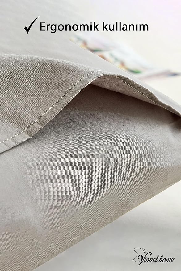 Home Pamuklu 2'li Kapaklı Yastık Kılıfı 50x70 cm - Yumuşak ve Nefes Alabilir (Gri) - Görsel 3