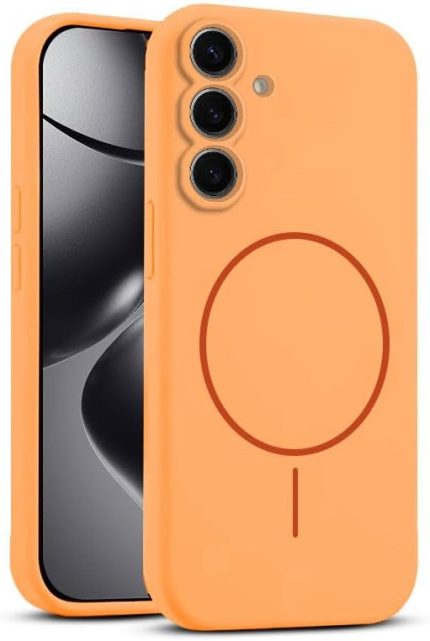 Samsung Galaxy S23 ile Uyumlu Kılıf Zebana Liquid Soft Silikon Kılıf (Kablosuz Şarj Destekli) Turuncu