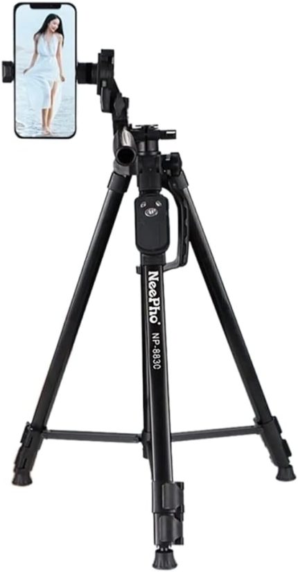 Tripod Bluetooth Kumandalı Şarjlı Kalın Sağlam Aliminyum Kalın Gövdeli Profesyonel Telefon Tutucu Çantalı 150 Cm Tripod Neepho F8830