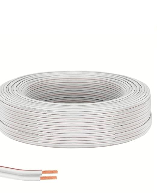 1 Metre Beyaz 2 * 0,75 Hoparlör Ses Sitemi Kablosu - Hoporlör Elektrik Tesisat Kordon Kablosu (Beyaz, 1 METRE)