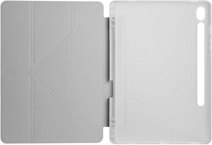 Samsung Galaxy Tab S9 SM-X710 X716B X718U ile Uyumlu Kılıf Silikon 4 Farklı Stand Olabilen Kalem Bölmeli Tablet Kılıfı Gri - Görsel 3