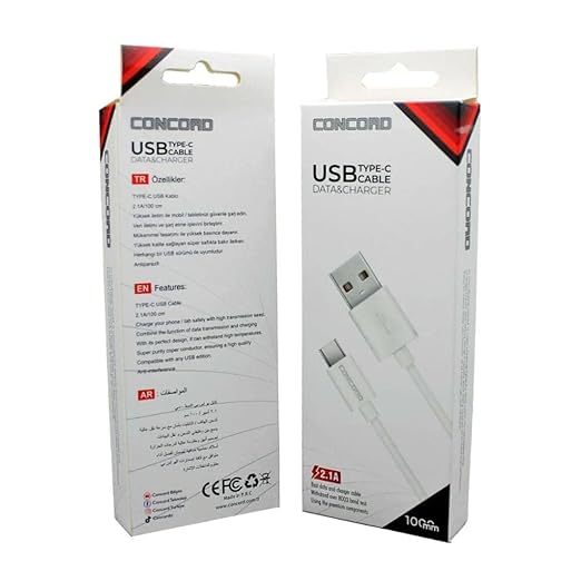 C-821 2.1A 100 CM Type-C Şarj Kablosu Beyaz - Akıllı Telefonlar ve Tabletler İçin - Görsel 4