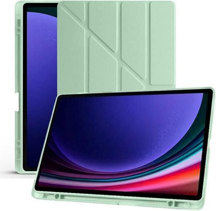 Galaxy Tab S6 Lite 2024 P610 P617 P620 10.4 Kalem Bölmeli, Smart Cover, Stand Özellikli, Pu Deri Koruyucu Kılıf (S Pen Uyumlu) (Açık Yeşil)