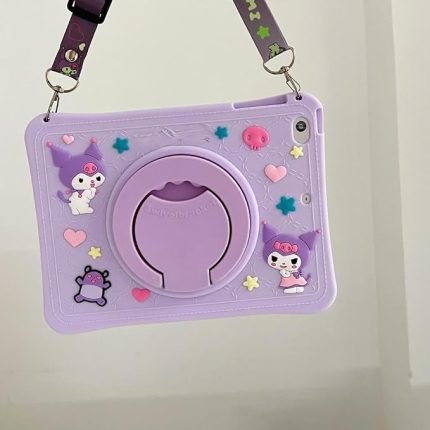 Samsung Galaxy Tab A11 Plus / A9 Plus 11inç X230 X210 ile uyumlu Kılıf Cute Dolls Standlı Eğlenceli 3D Karekterli Çocuk Kılıfı Açık Lila