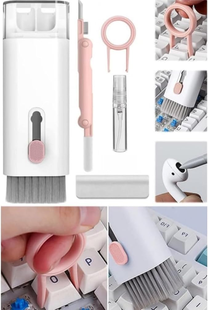 7'si 1 arada Elektronik Temizleme Kiti, Klavye Temizleyici, Dizüstü Bilgisayar Temizleme Kiti Monitör, Cep Telefonu, Bluetooth, Kulaklık, Lego, Airpods, Dizüstü Bilgisayar Kamera (Pembe) - Görsel 2