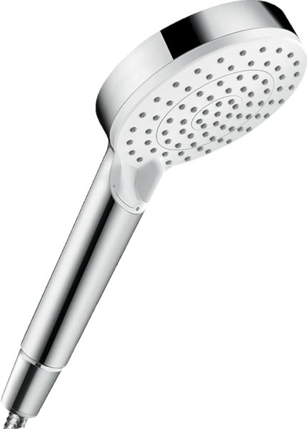 Crometta - Duş Başlığı, 2 Püskürtme Türlü El Duşu (Çap 100 mm), Kireç Önleyici Fonksiyonlu Duş Başlığı, Beyaz/Krom