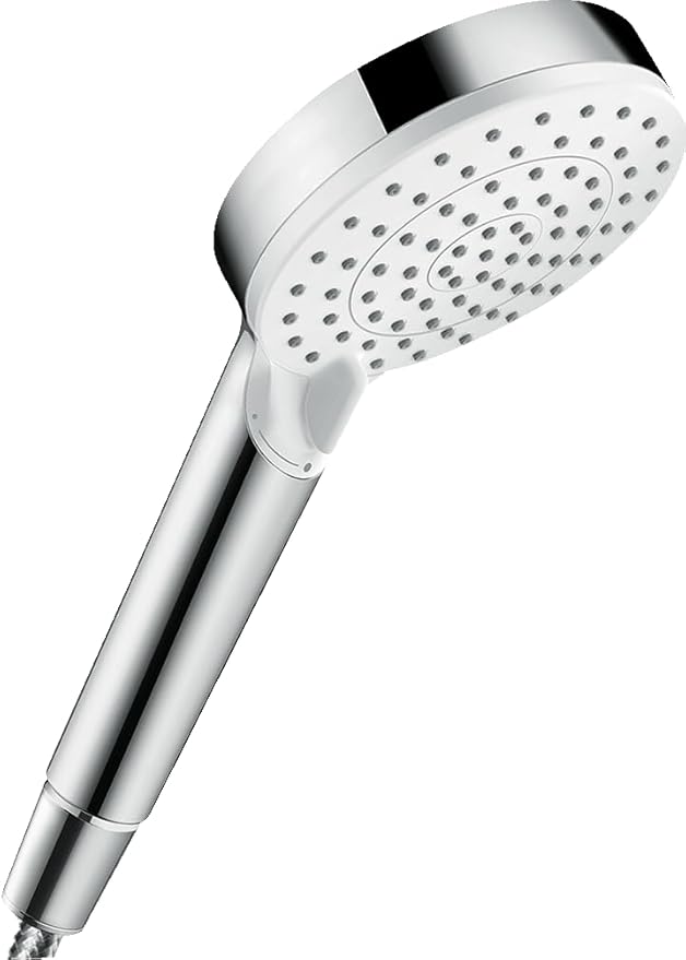 Crometta - Duş Başlığı, 2 Püskürtme Türlü El Duşu (Çap 100 mm), Kireç Önleyici Fonksiyonlu Duş Başlığı, Beyaz/Krom