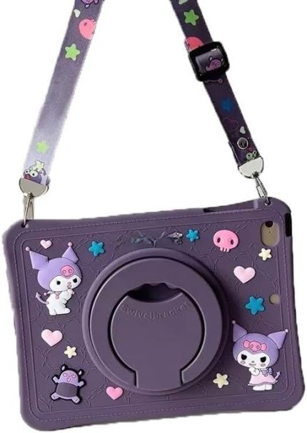 Samsung Galaxy Tab A11 Plus / A9 Plus 11inç X230 X210 ile uyumlu Kılıf Cute Dolls Standlı Eğlenceli 3D Karekterli Çocuk Kılıfı Mor