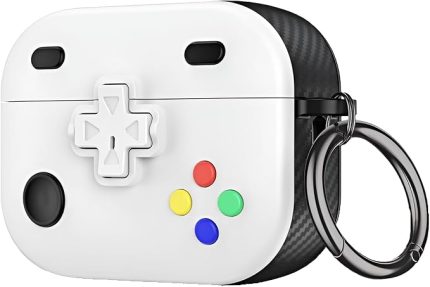 Airpods 3 ile Uyumlu Gaming Serisi Hybrid Tasarım Kılıf - İç Kısmı TPU - Dış Kısmı Polikarbonat - Kenarları Fiber Karbon Kaplama Premium Tasarım ve Mükemmel Koruma (Beyaz, Airpods 3 2021)