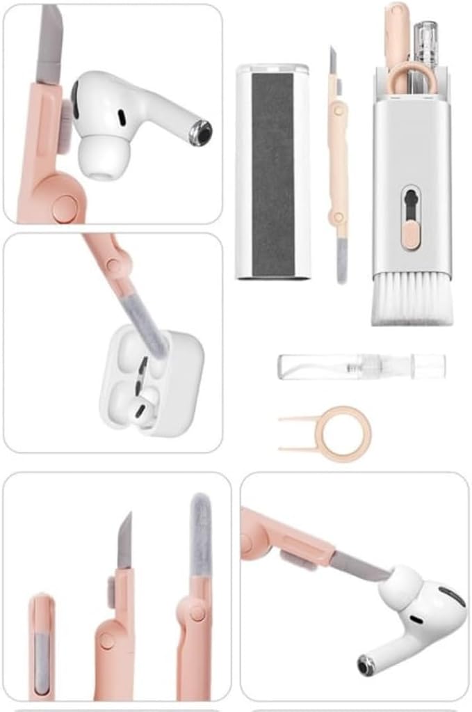 7'si 1 arada Elektronik Temizleme Kiti, Klavye Temizleyici, Dizüstü Bilgisayar Temizleme Kiti Monitör, Cep Telefonu, Bluetooth, Kulaklık, Lego, Airpods, Dizüstü Bilgisayar Kamera (Pembe) - Görsel 4