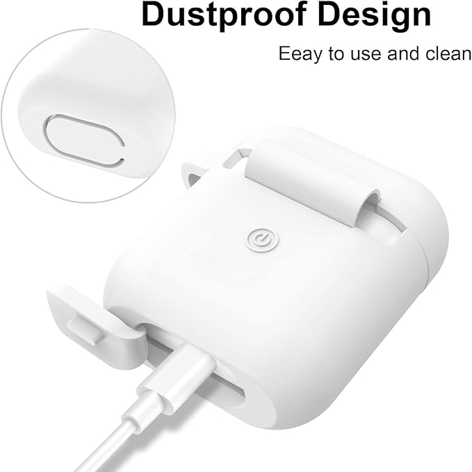 AirPods 1/2. Nesil ile Uyumlu İnce ve Hafif Silikon Kılıf, Yumuşak Esnek Tasarım, Anahtarlıklı, Kablolu ve Kablosuz Şarj Uyumlu, Günlük Kullanım Aksesuarı – Beyaz (A1523 A1722 A1602 A2031 A2032) - Görsel 3