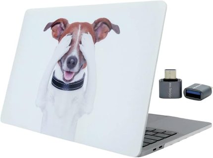 MacBook Air M1 Kılıfı 13.3 İnç A2337 A2179 A1932 Uyumlu Sert Kapak Hard Case Koruyucu Kılıf Komik Köpek Desenli UV Baskılı Çizilme Önleyici Laptop Kılıfı Beyaz