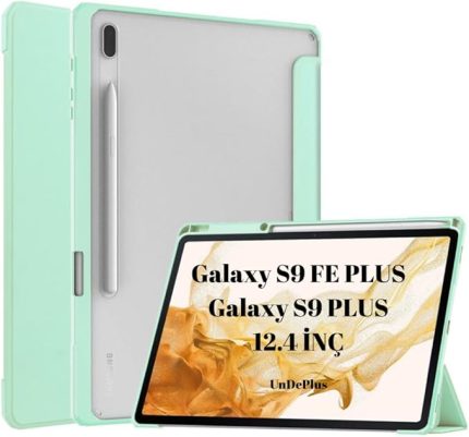 Galaxy Tab S9 FE Plus/S10 Plus/S9 Plus ile uyumlu Kılıf Grafiti Şeffaf Kalem Bölmeli X610-16-810-18 X820 Açık Yeşil