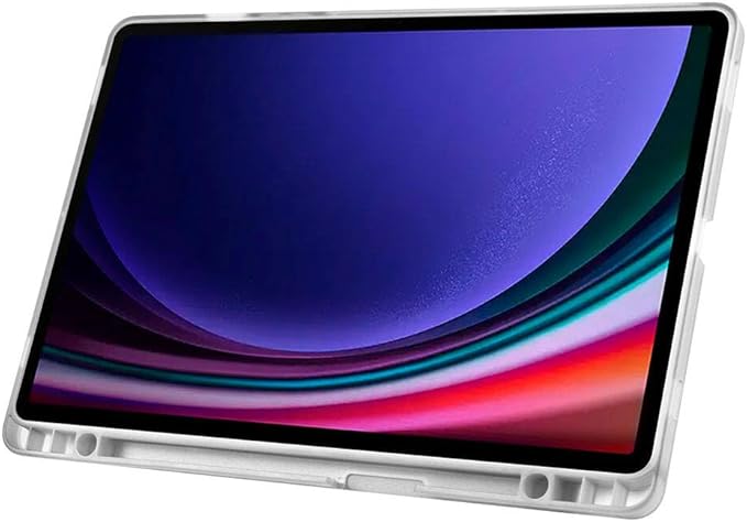 Samsung Galaxy Tab S9 SM-X710 X716B X718U ile Uyumlu Kılıf Silikon 4 Farklı Stand Olabilen Kalem Bölmeli Tablet Kılıfı Gri - Görsel 4