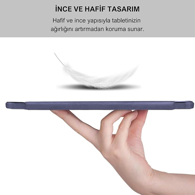 Klasse Samsung Galaxy Tab S10 FE / S9 FE 10.9 inç Uyumlu Smart Kılıf, S Pen Kalemlikli, Trifold, Esnek, Mat, Darbeye Tam Dayanıklı Tablet Kılıfı (Lila) - Görsel 5