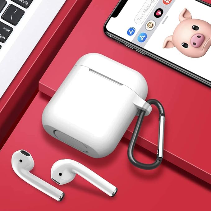AirPods 1/2. Nesil ile Uyumlu İnce ve Hafif Silikon Kılıf, Yumuşak Esnek Tasarım, Anahtarlıklı, Kablolu ve Kablosuz Şarj Uyumlu, Günlük Kullanım Aksesuarı – Beyaz (A1523 A1722 A1602 A2031 A2032) - Görsel 5