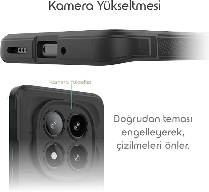 Redmi Note 14 Pro 5G için Kılıf Matte-Black Rugged Koruyucu Kalın Yapılı Kamera Yükseltili İçi Süet Dokulu Darbe Emici ve Kayma Önleyici Özellikli Redmi 14 Pro 5G Telefon Kılıfı (Siyah) - Görsel 3