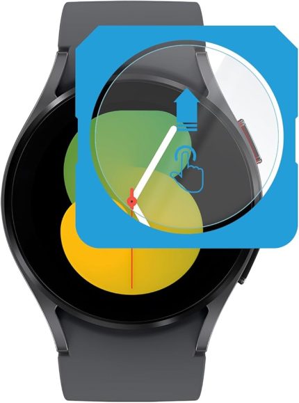 Samsung Galaxy Watch 5 40mm için 2'li Paket (2 Adet) Kolay Kurulum Otomatik Hizalama Aparatlı Şeffaf 9H Sertliğinde Gerçek Temperli Cam Ekran Koruyucu (Galaxy Watch 5 40mm)