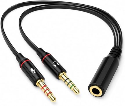 PX-8005 Kulaklık Mikrofon Ayırıcı, 3.5 mm Jak 1 Dişi 2 Erkek Y Splitter, Tek Girişli Mikrofonlu Kulaklığı PC ve Laptopa Bağlama Çevirici