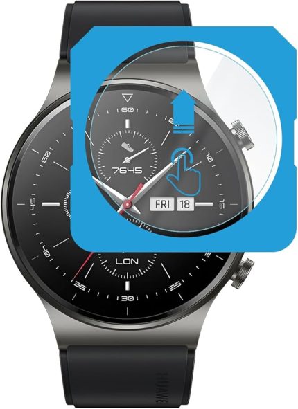 Huawei Watch GT2 Pro 46mm için 2'li Paket (2 Adet) Kolay Kurulum Otomatik Hizalama Aparatlı Şeffaf 9H Sertliğinde Gerçek Temperli Cam Ekran Koruyucu