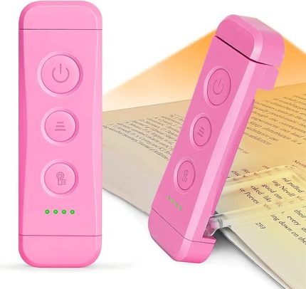 USB Şarj Edilebilir Kitap Işığı, Kitapta Göz Bakımı Okuma Işığı Klipsi, 3 Renk ve 5 Parlaklık Kısılabilir, Taşınabilir ve Esnek, 80 saate kadar Uzun Ömürlü (pembe)
