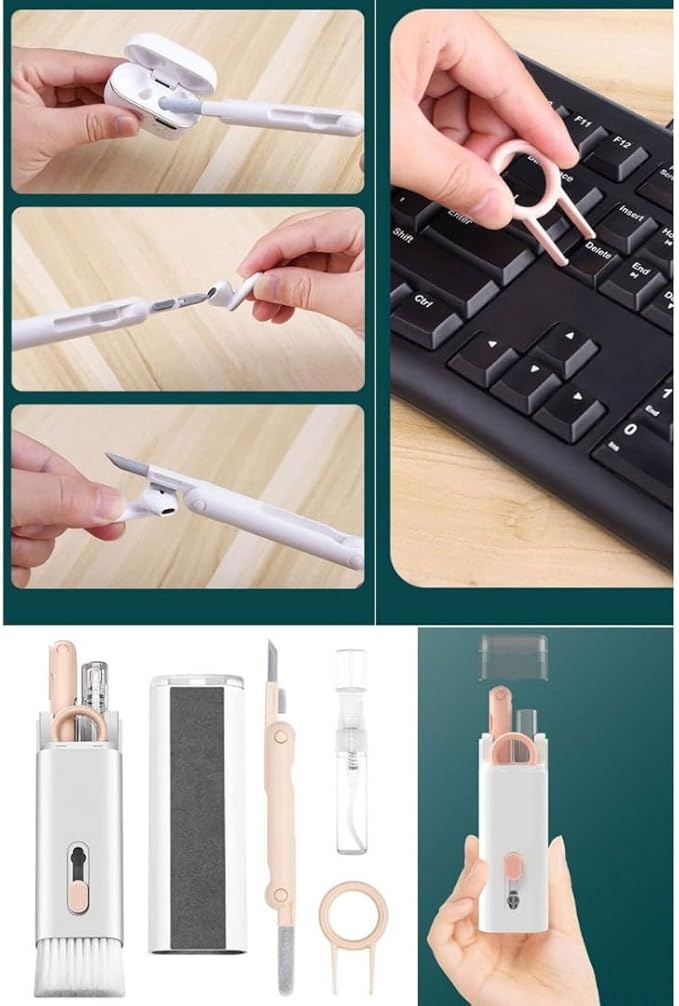 7'si 1 arada Elektronik Temizleme Kiti, Klavye Temizleyici, Dizüstü Bilgisayar Temizleme Kiti Monitör, Cep Telefonu, Bluetooth, Kulaklık, Lego, Airpods, Dizüstü Bilgisayar Kamera (Pembe) - Görsel 3