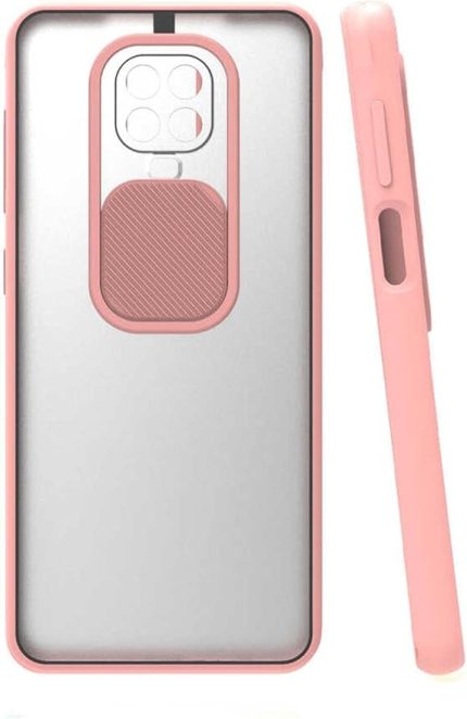 Xiaomi Redmi Note 9S ile Uyumlu Silikon Mat Renkli Kamera Lens Korumalı Kılıf, Pembe Açık