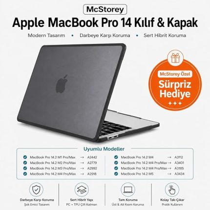 MacBook Pro 14.2 İnç Kılıf A2442 A2779 A2918 A2992 A3112 A3401 A3185 A3434 A3426 A3427 Uyumlu Shockproof Rugged Hard Case TPU Bumper Darbe Korumalı Hibrit Sert Kapak Siyah
