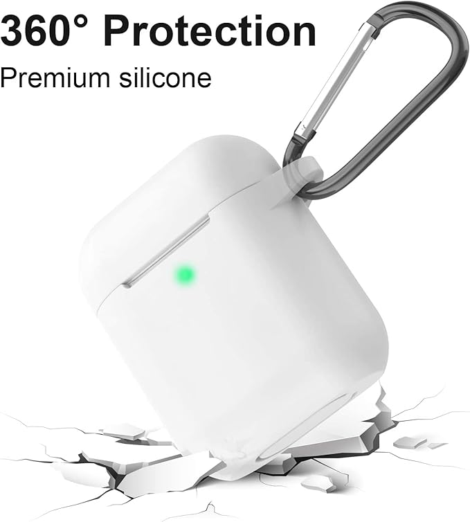 AirPods 1/2. Nesil ile Uyumlu İnce ve Hafif Silikon Kılıf, Yumuşak Esnek Tasarım, Anahtarlıklı, Kablolu ve Kablosuz Şarj Uyumlu, Günlük Kullanım Aksesuarı – Beyaz (A1523 A1722 A1602 A2031 A2032) - Görsel 2