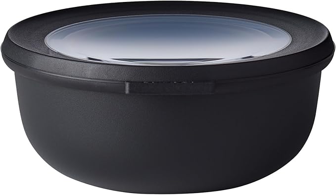 Cirqula yuvarlak çok amaçlı kase – Nordic black – 750 ml hacim – çıkarılabilir kapaklı – kırılmaz malzeme – sızdırmaz – derin dondurucuya uygun – bulaşık makinesinde yıkanabilir