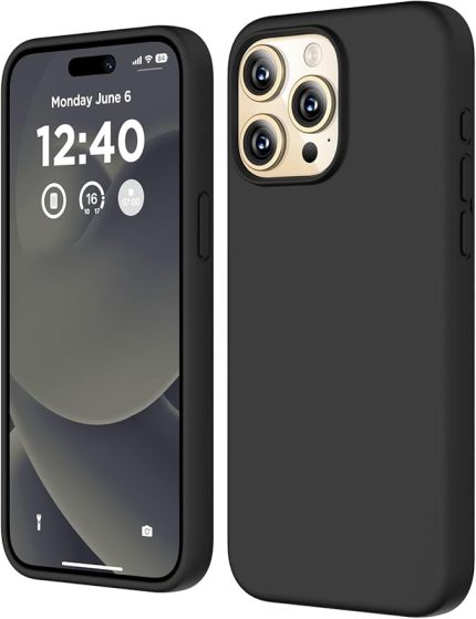 Silikon Kılıf iPhone 13 Pro 6.1 inç ile Uyumlu İnce Sıvı Silikon Kılıf, 3 Katmanlı Yumuşak İç Astar, Tam Kaplamalı Darbe Emici Koruma, Esnek Mat Tasarım – Siyah