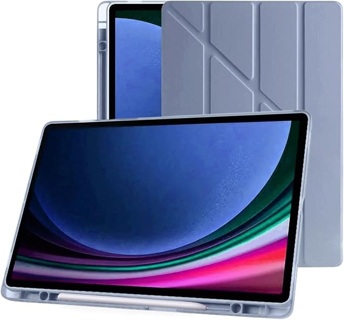 Klasse Samsung Galaxy Tab S10 FE / S9 FE 10.9 inç Uyumlu Smart Kılıf, S Pen Kalemlikli, Trifold, Esnek, Mat, Darbeye Tam Dayanıklı Tablet Kılıfı (Lila)