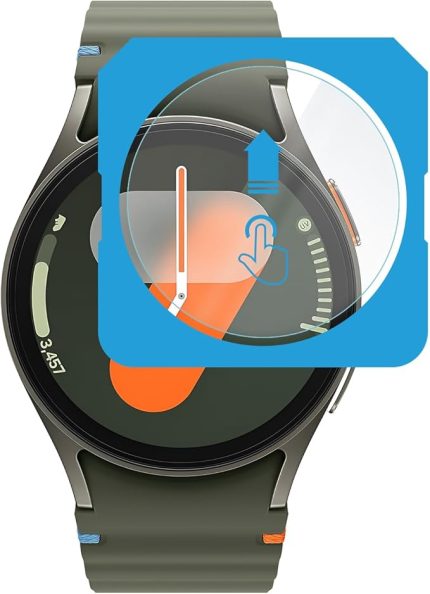 Samsung Galaxy Watch 7 40mm için 2'li Paket (2 Adet) Kolay Kurulum Otomatik Hizalama Aparatlı Şeffaf 9H Sertliğinde Gerçek Temperli Cam Ekran Koruyucu (Galaxy Watch 7 40mm)