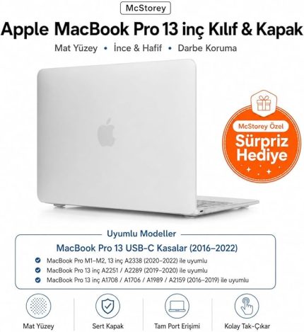 MacBook Pro 13 İnç Kılıf A2338 M1 M2 Uyumlu Mat Frosted Buzlu Yarı Şeffaf Sert Koruyucu Kapak A1706 A1708 A1989 A2159 A2251 A2289 Şeffaf
