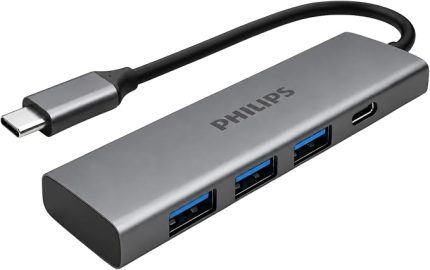 4-in-1 USB-C Hub | 3x USB 3.0 5Gbps, 1x USB-C 5Gbps, Hızlı Veri Transferi, Kompakt ve Dayanıklı, Alüminyum Alaşım, Windows macOS Linux ve Android ile Uyumlu, SWR5041/00