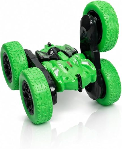 Uzaktan Kumandalı Full Fonksiyon Şarjlı 2.4 GHz 4 Teker Akrobat Araba, Çift Taraflı Sürüş Özellikli Işıklı Stunt Car, Kumandalı Takla Atan Oyuncak Araç HG4-04 (MAVİ)