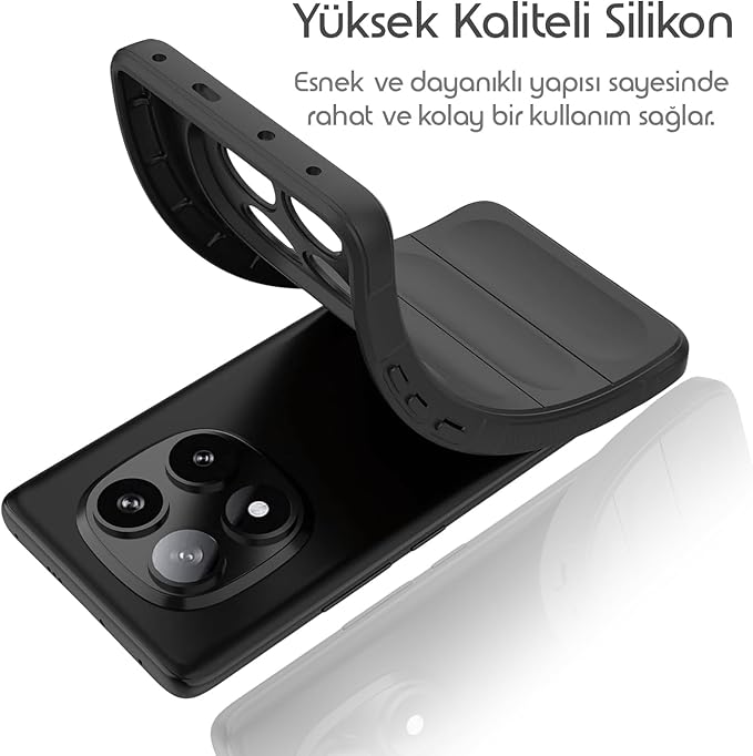 Redmi Note 14 Pro 5G için Kılıf Matte-Black Rugged Koruyucu Kalın Yapılı Kamera Yükseltili İçi Süet Dokulu Darbe Emici ve Kayma Önleyici Özellikli Redmi 14 Pro 5G Telefon Kılıfı (Siyah) - Görsel 4