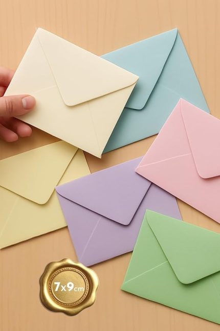 Adet Karışık Pastel Renkli Minik Zarf Seti (7x9)