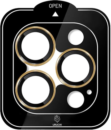 iPhone 11 Pro / 11 Pro Max ile Uyumlu Kamera Lens Koruyucu, Safir, Kolay Kurulum, Alüminyum Alaşım Çerçeveli 9H Sertliğinde Cam Lens, Gold