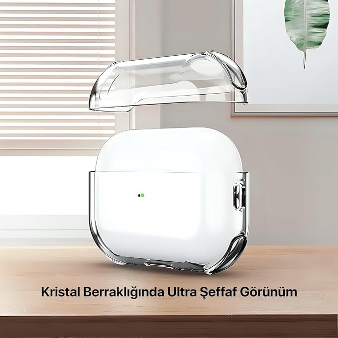 Airpods Pro 2 için Ultra Şeffaf Silikon Kılıf Darbe Emici Köşeler ile Mükemmel Koruma ve Yüksek Kaliteli Taşıma Karabinalı (Gri Şeffaf, Airpods Pro 2.Nesil) - Görsel 5