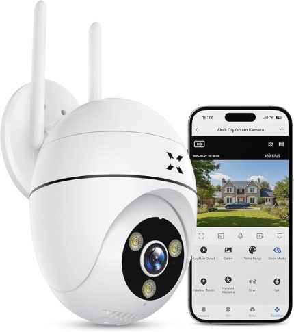 Smart Güvenlik Kamerası | 1440p Mobil Kontrol Hareket Takipli Gece Görüşlü Dış Mekan Kamera X7268