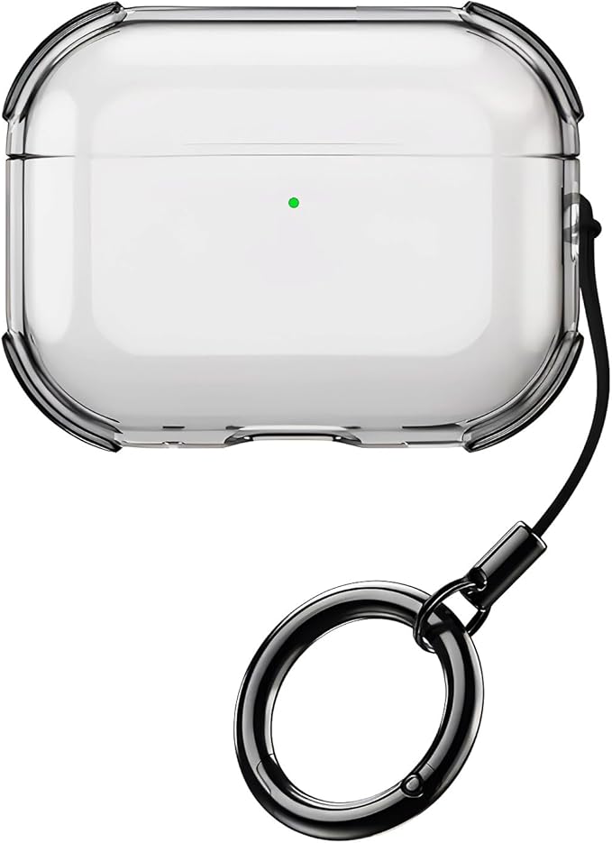 Airpods Pro 2 için Ultra Şeffaf Silikon Kılıf Darbe Emici Köşeler ile Mükemmel Koruma ve Yüksek Kaliteli Taşıma Karabinalı (Gri Şeffaf, Airpods Pro 2.Nesil) - Görsel 3