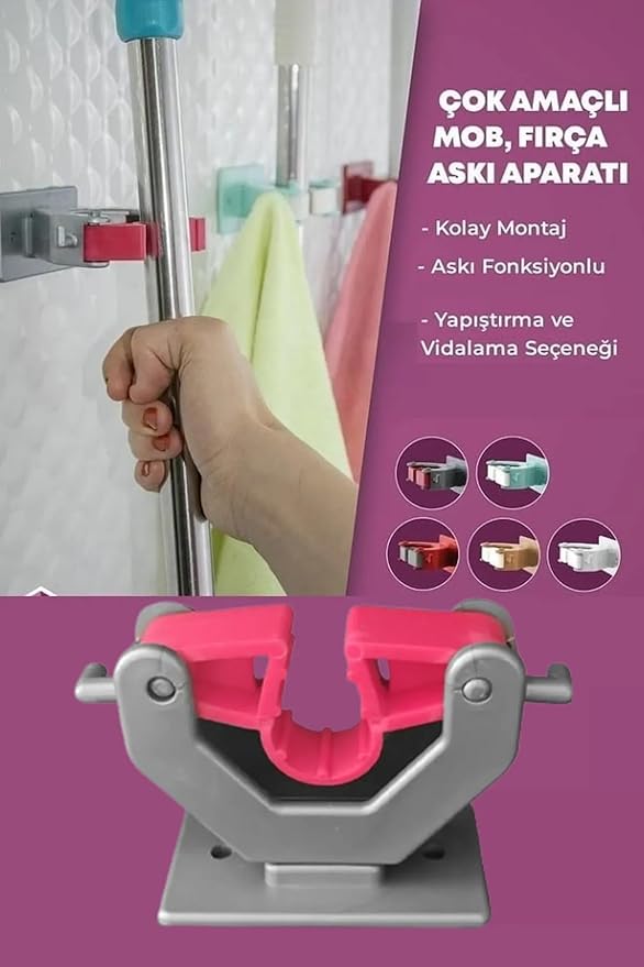 Ve Mop Askısı-Sap Tutucu-Mutfak Ve Banyo Askısı (İkili) - Görsel 3