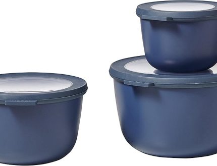 - Çok amaçlı Cirqula Round 3 parçalı set – kapaklı saklama kabı – saklama kutusu, buzdolabı, derin dondurucu ve mikrodalga fırın kabı olarak uygundur – 500 ml, 1000 ml & 2000 ml – Nordic Denim