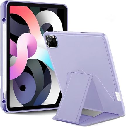 iPad Tablet İle Uyumlu Kılıf Lüks Kadife İç Kaplamalı Suni Deri Mıknatıslı Standlı Tablet Arka Kapak (Lila, iPad Pro 4.Nesil 11 İnch)