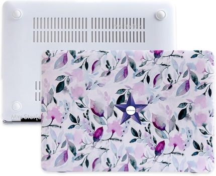 MacBook Air M1 Kılıfı A2337 A2179 A1932 Uyumlu 13.3 İnç Çiçek Desenli Hard Case Sert Kapak Mat UV Baskılı İnce Hafif MacBook Air Kılıfı Beyaz